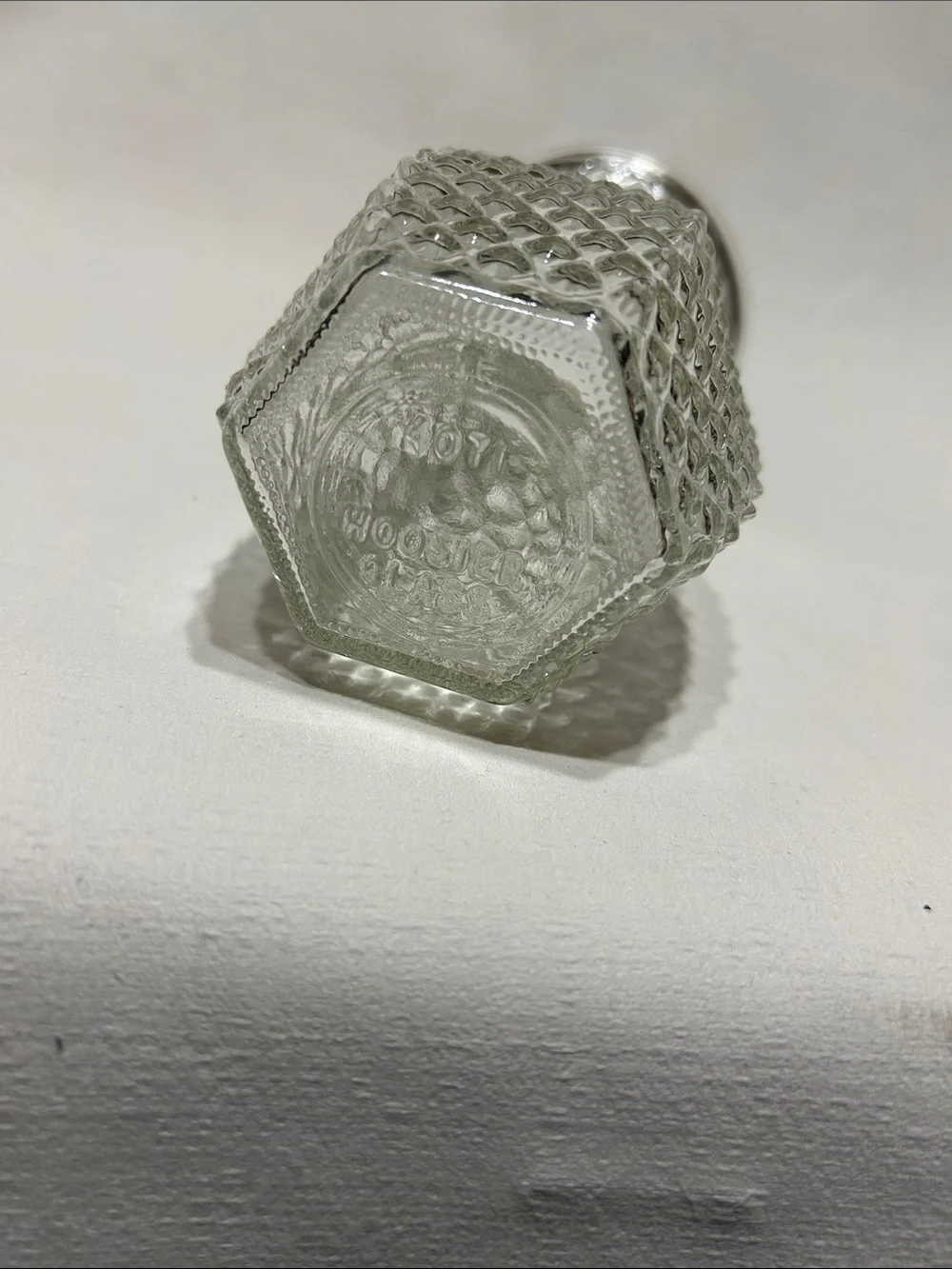 Hoosier 4071 Textured Clear Glass Vase with Diamond Pattern